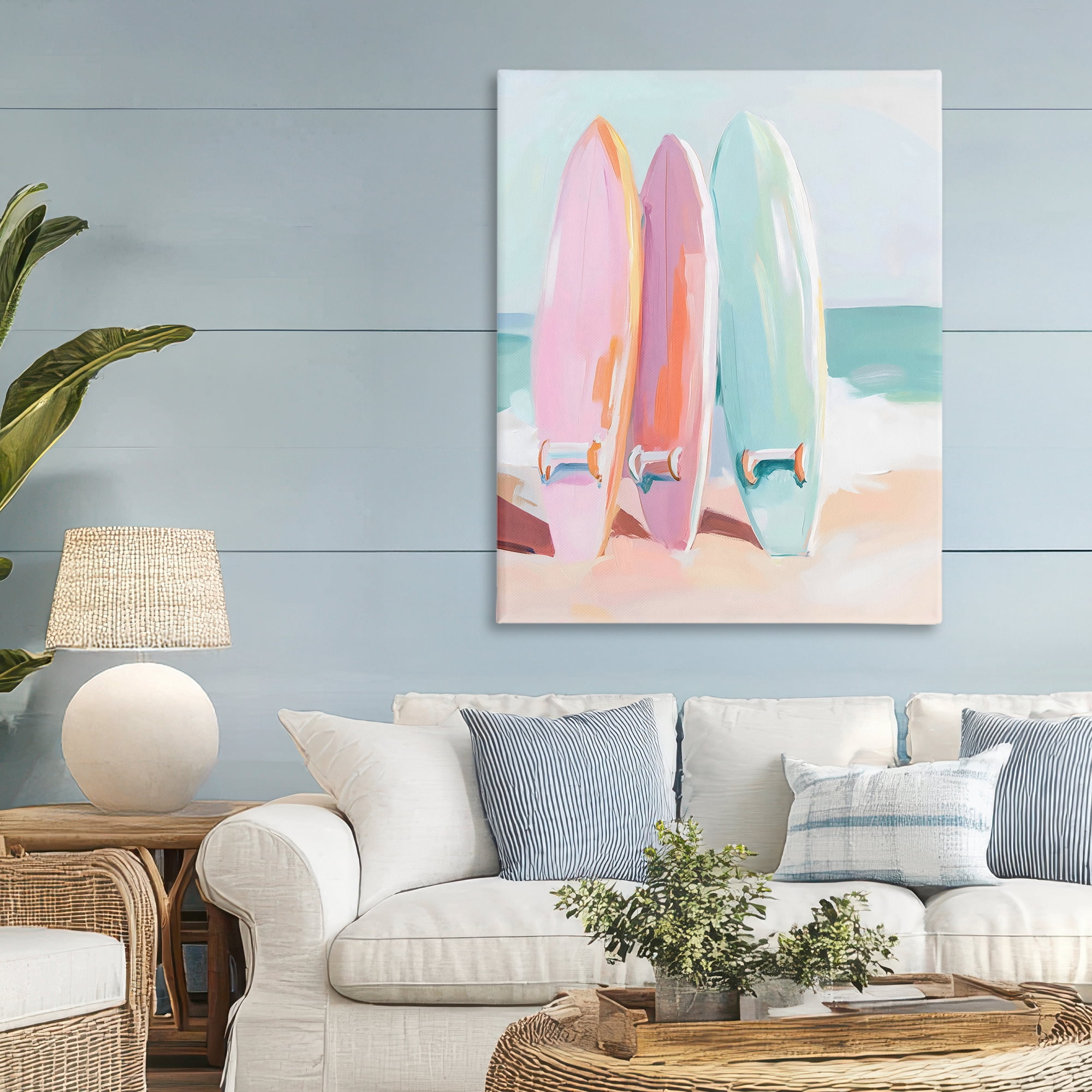 Stupell Industries Pastel Surfboards on Sandy Beach Canvas Wall Art, design by The Prints Vibe