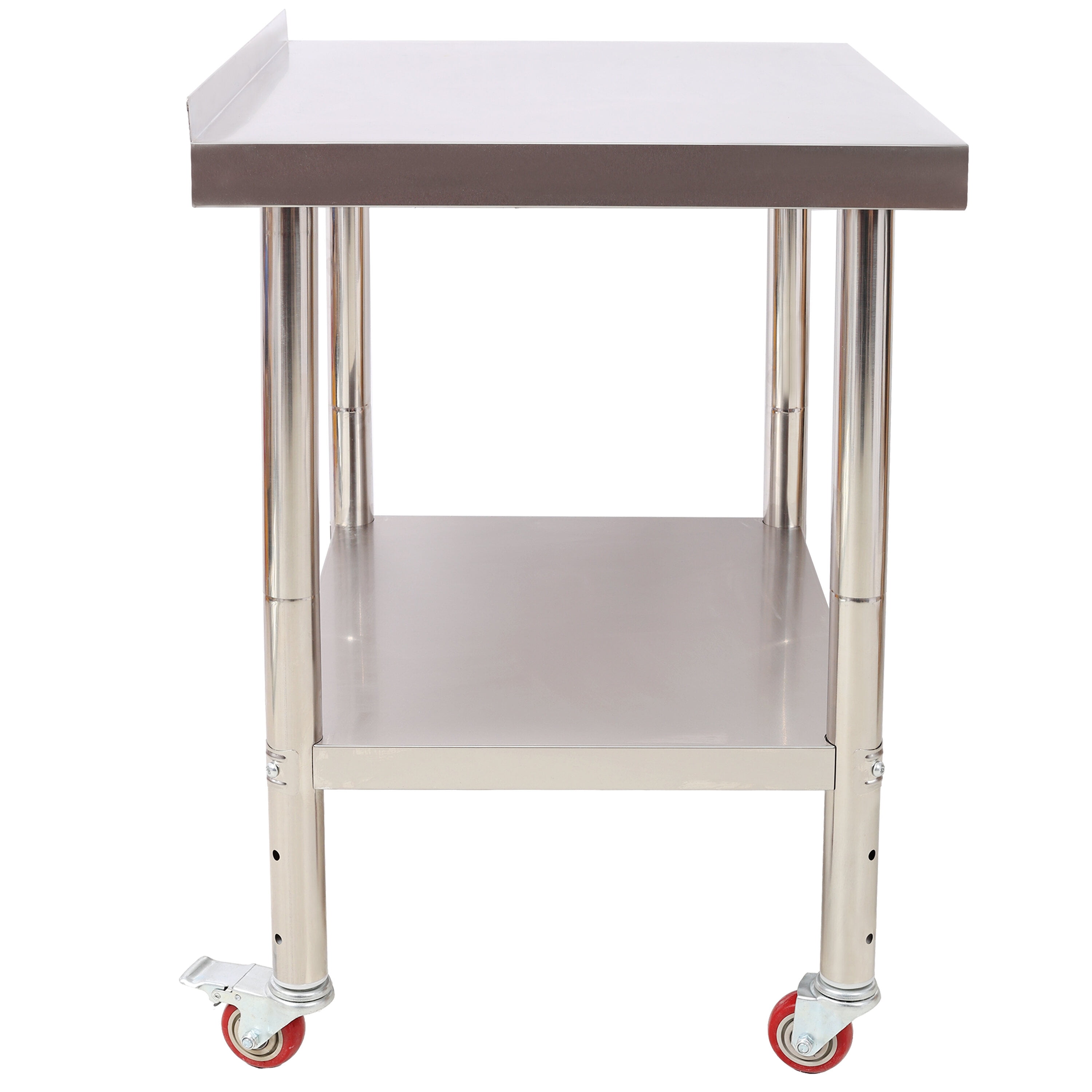 Stainless Steel Prep Table, 30 x 24 x 35-1/2 Inch, 440lbs Load Capacity Heavy Duty Metal Worktable with Backsplash Adjustable Undershelf & 4 Casters, Commercial Workstation for Kitchen Restaurant
