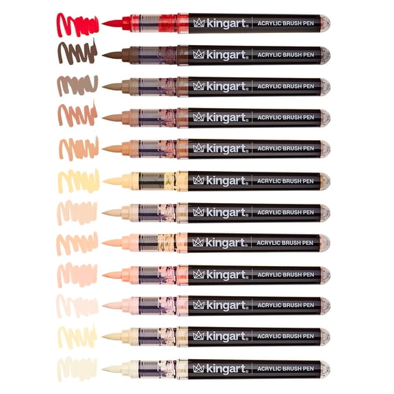 PRO Acrylic Paint Brush Pens 12 Portrait Colors