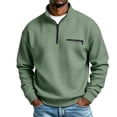 thumbnail image 3 of Fashion Sweatshirts for Men Solid Color Waffle Knit Sweater Loose Casual Half-Zip Stand Collar Long Sleeve Shirt Pullover Soft and Comfortable, 3 of 8