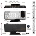 thumbnail image 4 of Reloj despertador con proyector, radio despertador con temperatura, humedad, pantalla LED de espejo de 7,5 pulgadas, con función de atenuación automática, (negro), 4 of 5