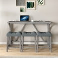 thumbnail image 2 of 4 Pieces Industrial Breakfast Table Set, Kitchen Bar Table With Power Outlet, 1 Dining Table And 3 Upholstered Stools, For Small Space, Apartment, 2 of 9
