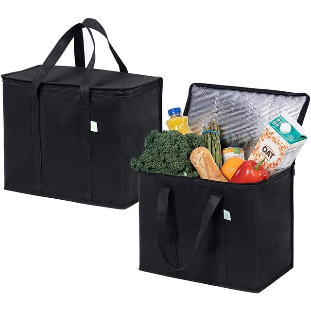 VENO 2 Pack Insulated Grocery Bags for Food Delivery Collapsible Heavy Duty Upright Black Walmart