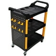 thumbnail image 5 of Olurrisa 3 Tier Rolling Auto Detail Cart With Wheels,With Panel & Hook,for Detailers Garage, Workshop, Repair Shop, Storage Tool, Yellow&Black, 5 of 9