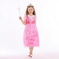 thumbnail image 3 of KAWELL Good Witch Glinda Costume Pink Princess Dresses Halloween Costumes Witch Dress with Star Crown Wand Gloves, 3 of 8