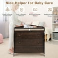 thumbnail image 4 of Costway 3 Drawer Baby Changing Table Infant Diaper Changing Station Wood with Safety Belt Brown, 4 of 10