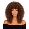 thumbnail image 6 of 16 Inch Black Synthetic Wig, Stage Wig, Synthetic Wig, Hairpiece, Blonde Curly Wig Style Black Design, Full Fringe Small Pompadour Curl Hairpiece Suitable for Halloween for Girls,, 6 of 6