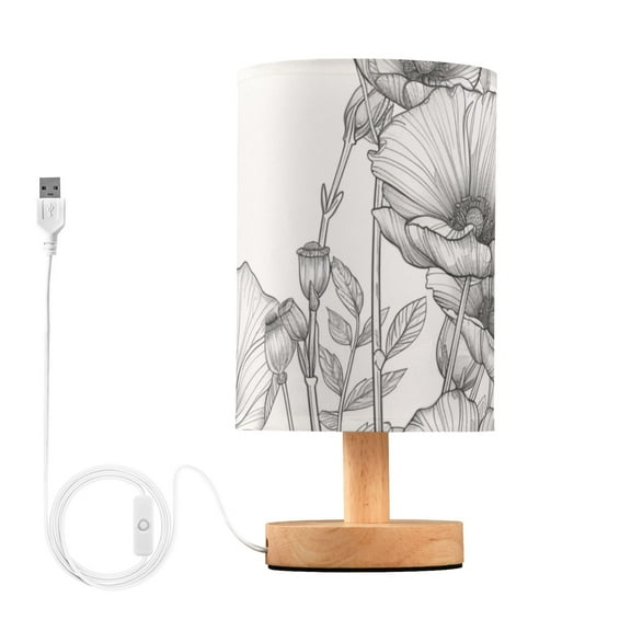 Line Flowers Table Lamp for Desk Nightstand Lamp with USB Modern Gifts for Bedroom Living Room Kids Room