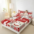 thumbnail image 4 of Manfei Lovely Santa Claus Twin Sheet Sets,Kawaii Xmas Tree Twin Fitted Sheet,Cute Gingerbread Man Flat Sheet For Girls Boys,Red Gray Beige Bedroom Decor,3 Pieces, 4 of 7
