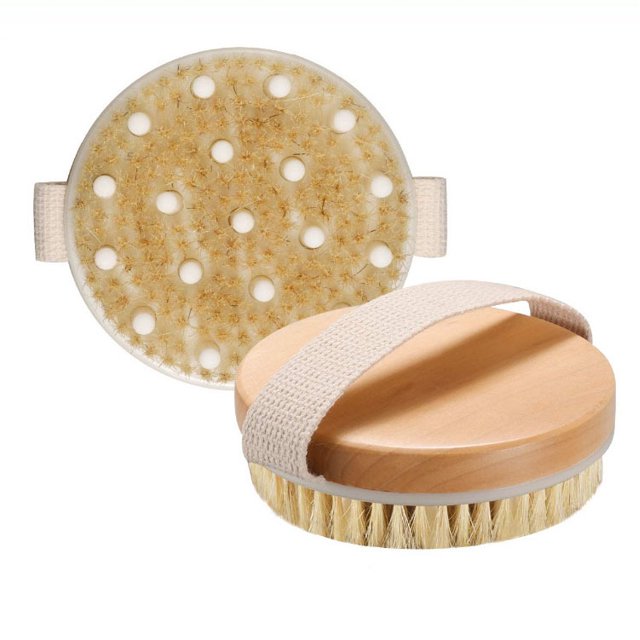 2 cepillos corporales de baño de madera de teca para cepillado húmedo y seco, cepillo exfoliante corporal, cepillo corporal de ducha, cepillo redondo para el cuerpo oso de fresa Juguete