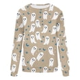 thumbnail image 3 of Makaor Sweatshirt Women Halloween Crew Neck Tops Fleece Long Sleeve Pullover Casual Fall Clothes Khaki M, 3 of 4