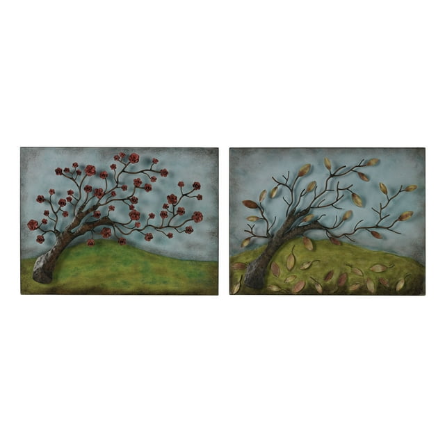 ElkGroup International Automne et Printemps-Ensemble de 2 Photos d'Automne et de Printemps Métalliques