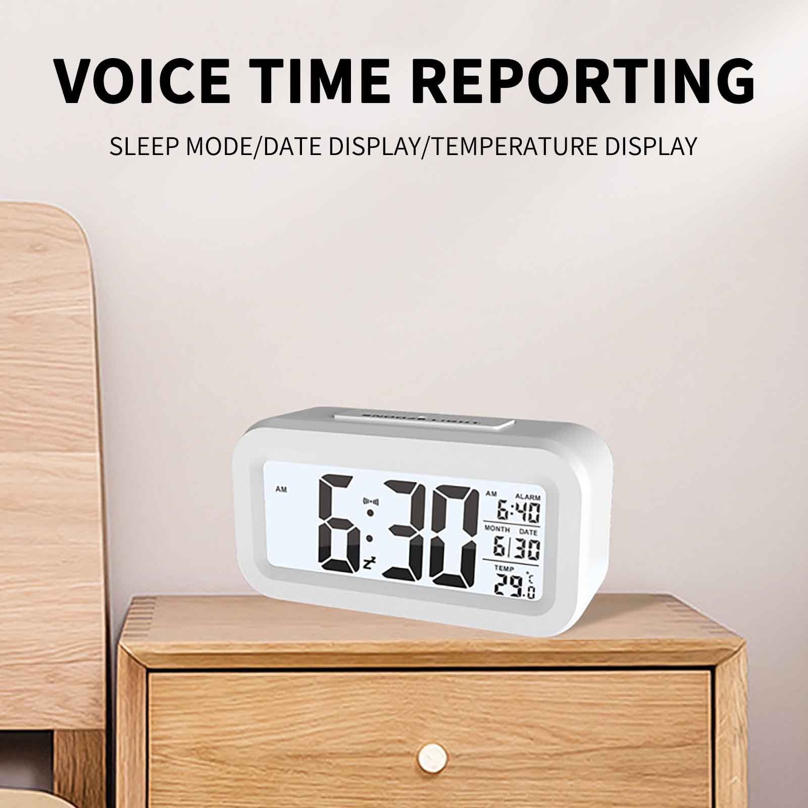 Digital Alarm Clock with Indoor Temperature Display,Battery Operated,Snooze Light Mode,12/24H LCD Display for Bedrooms Heavy Sleepers Kids Travel Bathroom Desk Smart Clock