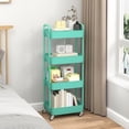 thumbnail image 6 of 4-Tier Plastic Rolling Utility Cart with Handle, Multi-Functional Storage Trolley for Office, Living Room, Kitchen, Movable Storage Organizer with Wheels, Green, 6 of 8