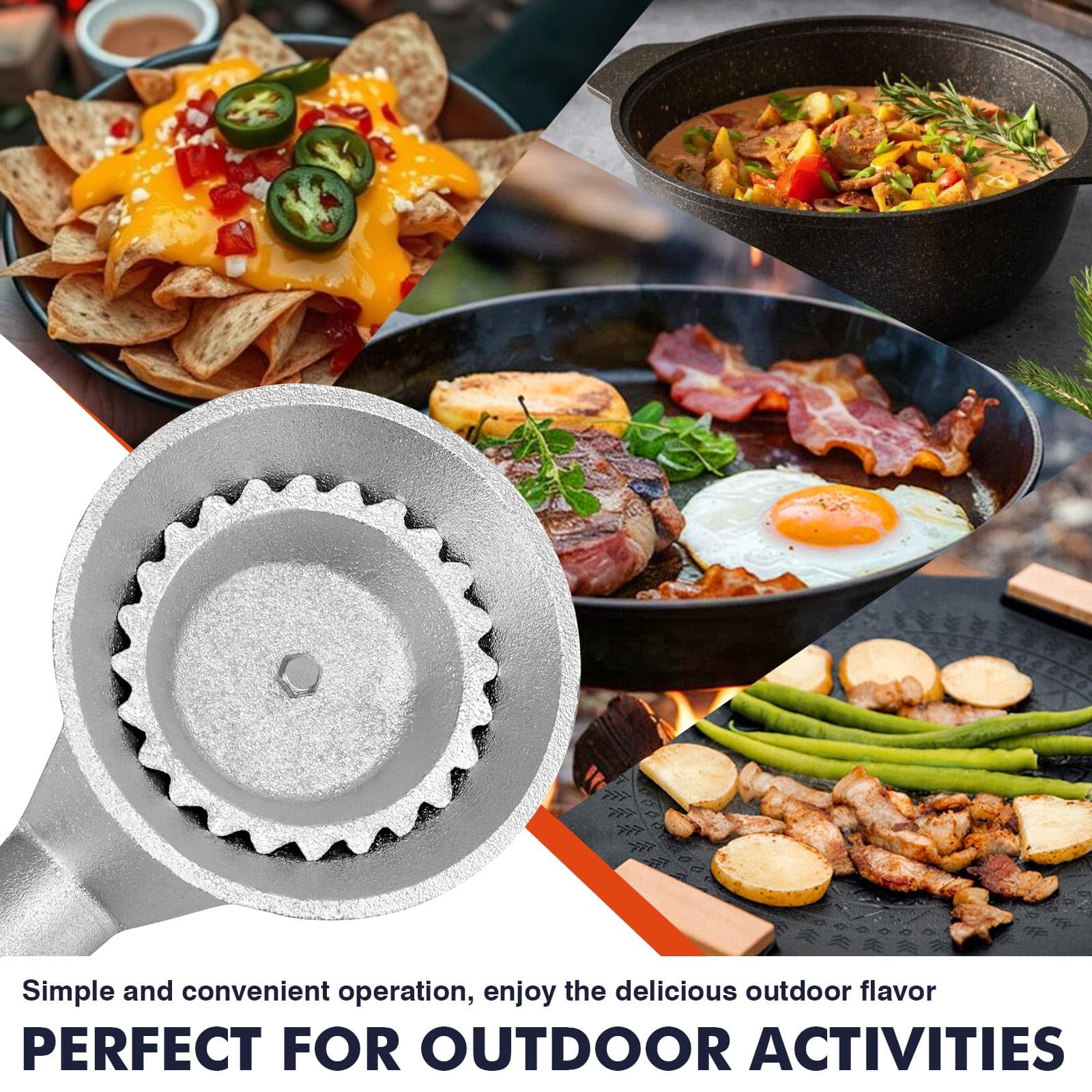Frizi High Pressure Cast Iron Round Burner Head - 0-20 PSI Adjustable Regulator, 4.1ft Hose & Brass Fitting - for Outdoor Cooking, Camping, Brewing & BBQ