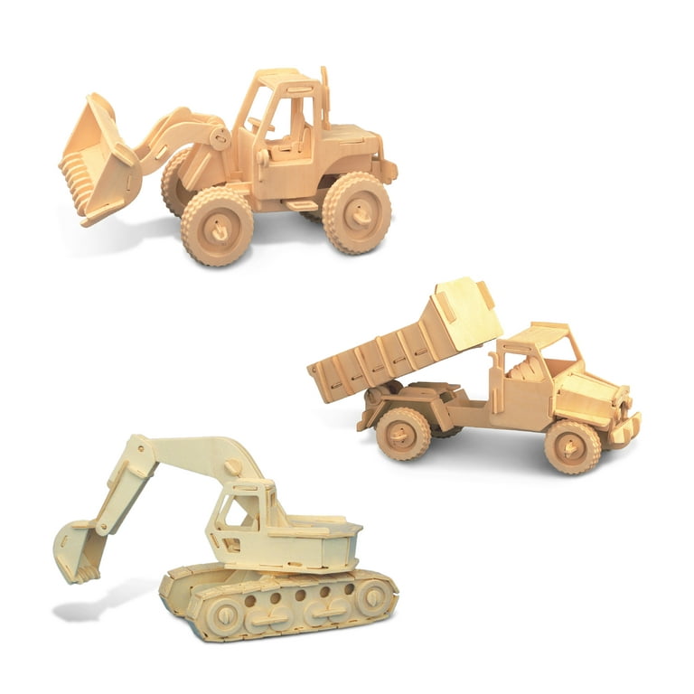 Puzzled 3D Puzzle Dump Truck Wood Craft Construction Model Kit, Fun, Unique  & Educational DIY Wooden Toy Assemble Model Unfinished Crafting Hobby  Puzzle to Build & Paint for Decoration 75 Pieces Pack 
