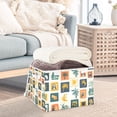 thumbnail image 3 of Yayeee Collapsible Cube Storage Bin with Lid Fabric Closet Decorative Basket with Handles, Beige Playful Stamp, 3 of 7