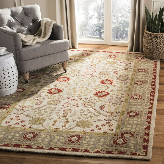 SAFAVIEH Anatolia Samson Traditional Wool Area Rug, Ivory/Light Green, 6' x 9'