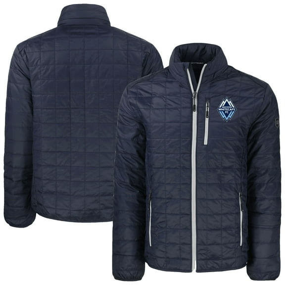 Men's-Cutter & Buck  Navy Vancouver Whitecaps FC Big & Tall Rainier PrimaLoft Eco Insulated Full-Zip Puffer Jacket