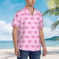 thumbnail image 3 of Sikiie Pink bows Print Men's Hawaiian Shirt, Summer Beach Button Pocket Short Sleeve T-Shirt,Large, 3 of 7