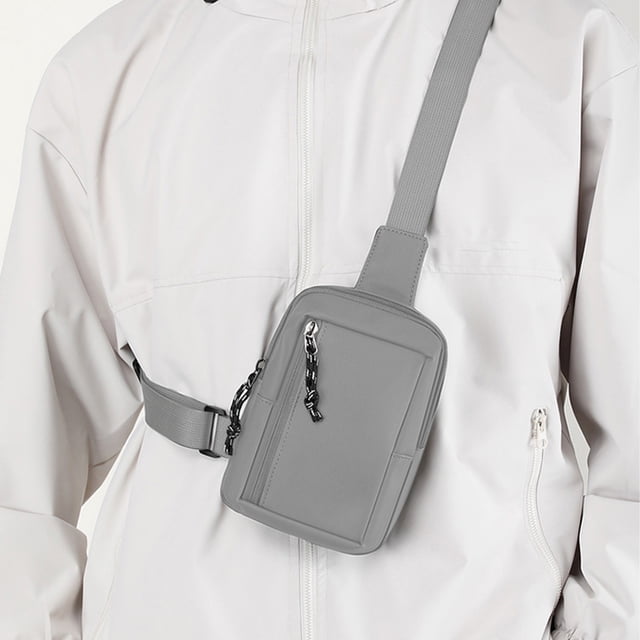 Fiudx Mini Bolso Bandolera Impermeable con Correa Ajustable para El Hombro, Ideal para Viajes y Senderismo, Uso Diario, Unisex, Tamaño Pequeño (19 X 12 X 7 Cm), Color Negro, Gris Oscuro y Azul.