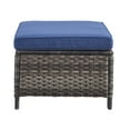 thumbnail image 6 of PARKWELL 2PCS  Outdoor Wicker Ottoman Patio Rattan Furniture Metal Footrest Seat Square Footstool Patio Furniture w/ Blue Cushion, 6 of 6