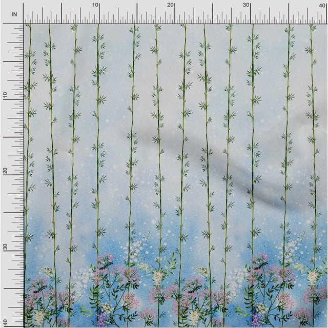 oneOone Silk Tabby Fabric Leaves & Flower Panel Decor Fabric Printed BTY 42 Inch Wide