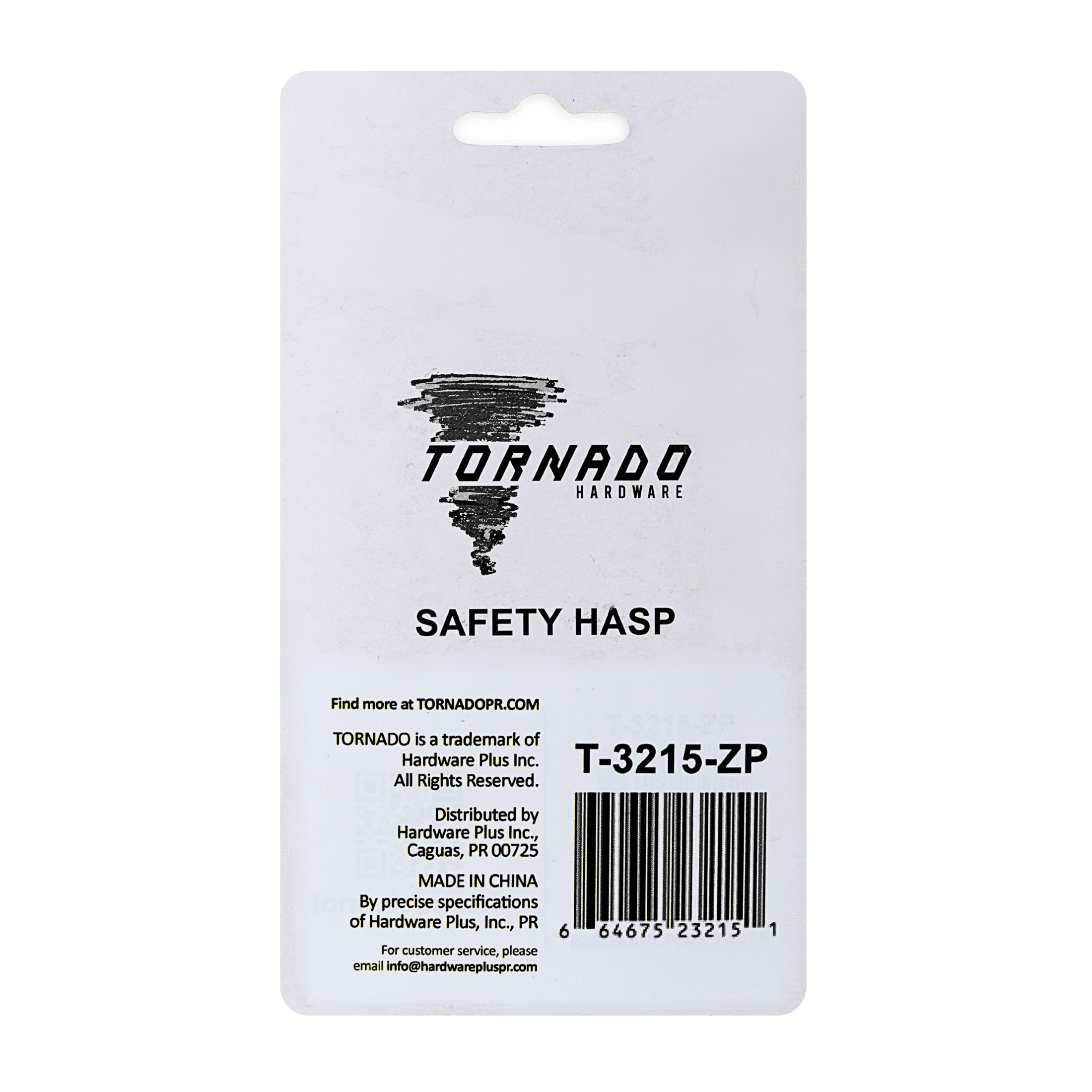 Tornado Fixed Staple Safety Hasp, Zinc Plated, 2-1/2"