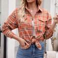 thumbnail image 4 of Snoarin Button-Up Shirts for Women Casual Lapel Button Pocket Plaid Long Sleeved Shirt Top Jacket S-2XL, 4 of 5