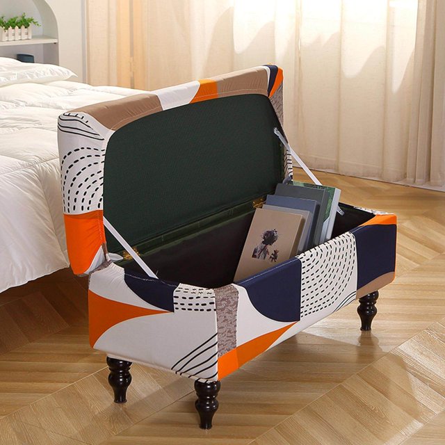 Footrest Stool Slipcover Stretch Case Protector for Kitchen Hotel seat cover Decor Style A