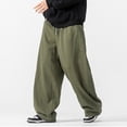 thumbnail image 2 of Zszcpp High Waisted Pants Men'S Plain Solid Long Drawstring Large Size Leisure Simple Basic Crago Trousers Casual Trouser, 2 of 6