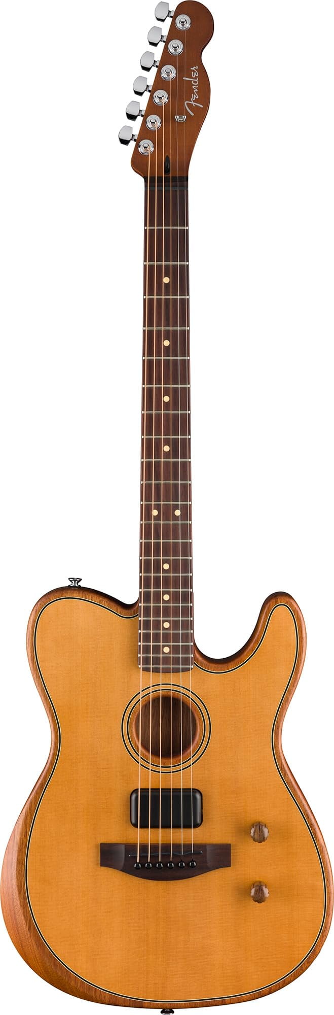 Fender Acoustasonic Standard Telecaster - Aged Natural Bundle with Strap, Guitar Cleaning Kit and Austin Bazaar Instructional Video