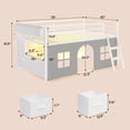 thumbnail image 6 of Toogaho Twin Size Low Loft Bed with Bookshelf & 5 Storage Drawers & LED Lights,Metal Loft Frame with Under-Bed Play Space & Guardrail,White, 6 of 9