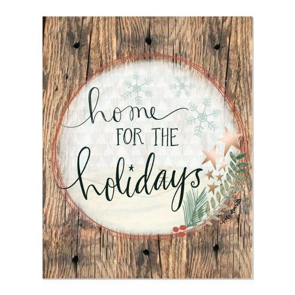 Home For The Holidays Rustic Wood Wall Sign 12x15