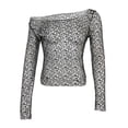 thumbnail image 3 of Txlixc Tops transparentes de malla para mujer, estilo informal para mujer, color sólido, hombros descubiertos, manga larga, hueco, delgado, pareo de playa Txlixc Moda, 3 of 9