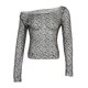 thumbnail image 3 of SAYOO Tops transparentes de malla para mujer, estilo informal para mujer, color sólido, hombros descubiertos, manga larga, hueco, delgado, pareo de playa SAYOO Moda, 3 of 9