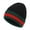 Black, variant on Light Brown Cozy Unisex Winter Fashion Beanie Tam With Chic Green and Red Strip Chuff
