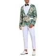 thumbnail image 2 of INSPIRE CHIC Men's Single Button Notch Lapel Prom Flower Print Suit Jacket L Green White, 2 of 5