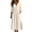 White, variant on CHGBMOK Cotton Linen Dresses for Women Fall 3/4 Sleeve V Neck Fitted Waist Dress Side Slit Midi Dress with Pockets