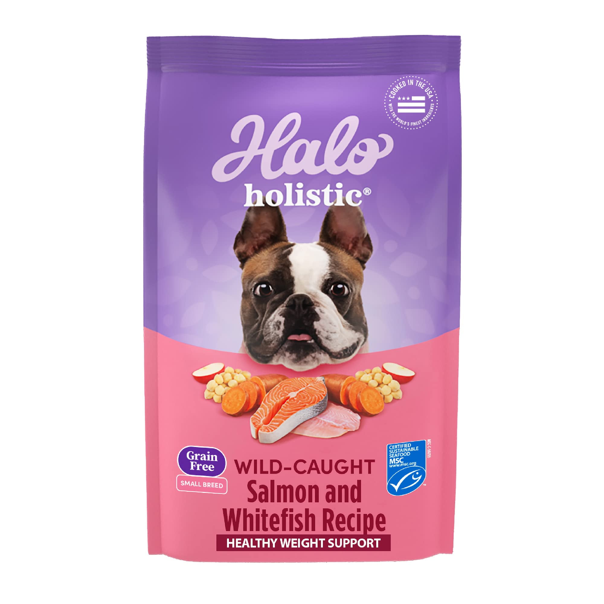 Halo Holistic Dog Food complete Digestive Health Wild caught Salmon and Whitefish Recipe Dry Dog Food Bag Small Breed Formula 35 lb Bag Walmart