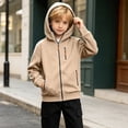 thumbnail image 4 of fatyb Boys Zip up Hoodies Casual Long Sleeve Hooded Sweatshirt Kids Fleece Lined Jacket Outdoor Wear, 4 of 7