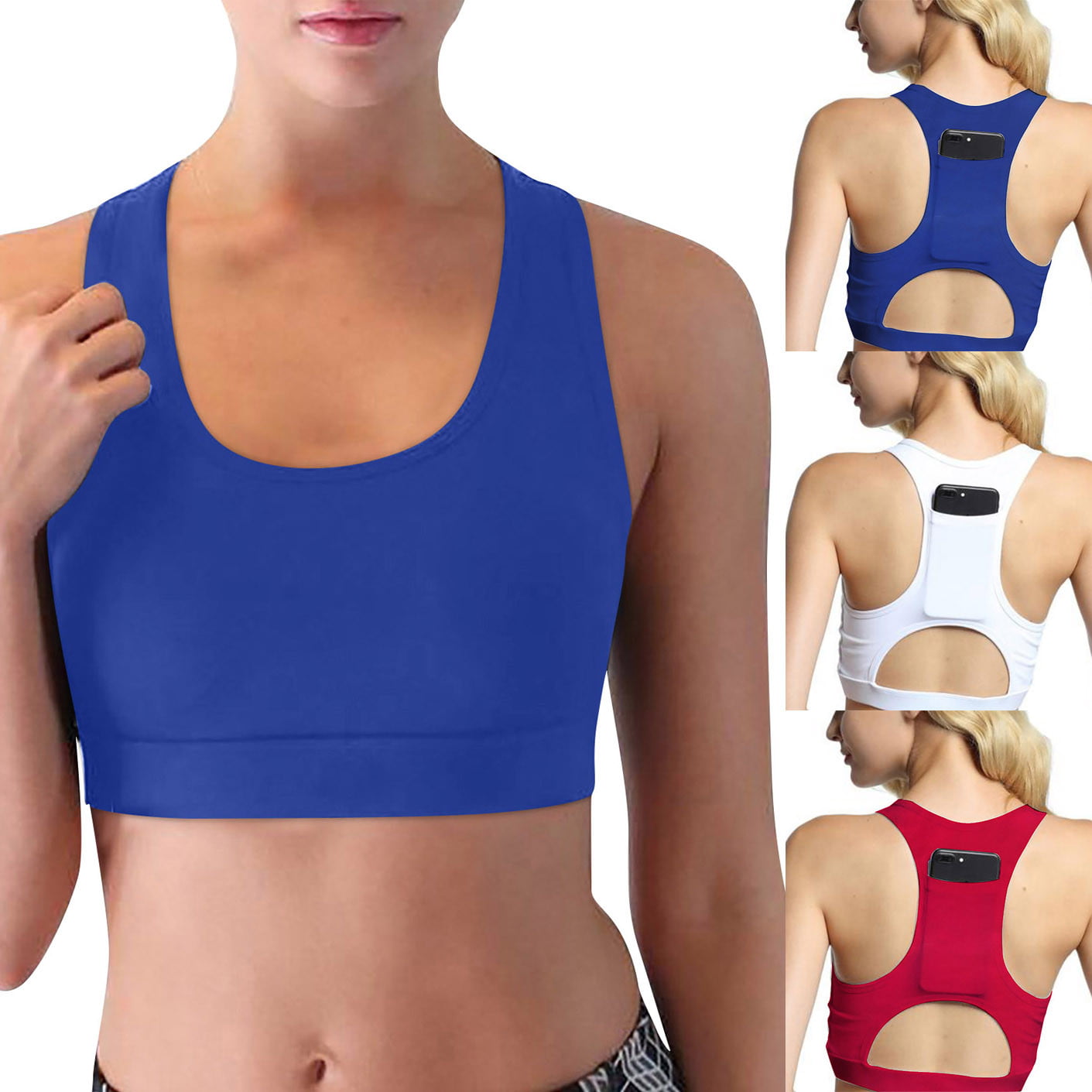 Women Sports Bra With Phone Pocket Print Yoga Top Fitness Running Wear Haut  Femme Padding Gym Bras Wireless Top Deportivo Mujer