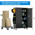 thumbnail image 3 of GangMei Wide & Deep Metal Garage Storage Cabinet with Pegboards, Wheels, Locking Doors and 4 Adjustable Shelves, Assembly required, Black, 3 of 10