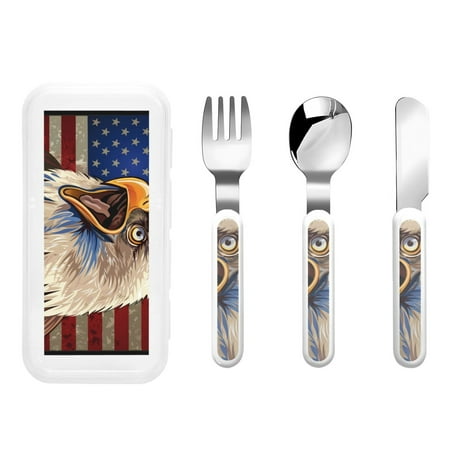 

Matuu Eagle With USA Flags for Stainless Steel Kids Cutlery and Toddler Flatware Kids Utensil Set includes Knives Forks Spoons Ideal for Home and Preschools