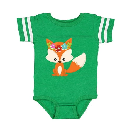 

Inktastic Spring Animals Cute Fox Fox With Flowers Gift Baby Boy or Baby Girl Bodysuit