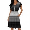 thumbnail image 2 of BUIGTTKLOP Dresses for Women 2026 Summer Casual Knee-Length Dress V-Neck Ruffle Sleeves Striped Front Button down Dresses with Pockets, 2 of 6