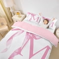 thumbnail image 2 of Erosebridal Girls Pink Bow Duvet Cover Set, M Letter Bedding Full, Princess Style Bedroom Decor, Pink Reversible 3 Pieces, 1 Duvet Cover and 2 Pillowcases (No Comforter), 2 of 6
