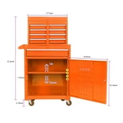 Holaki Detachable 5 Drawer Tool Chest with Bottom Cabinet and one Adjustable Shelf--Orange