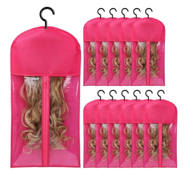 12 Piezas de Soporte para Pelucas, Bolsas para Guardar Pelucas, Soporte para Extensiones de Cabello, Soporte para Pelucas para Guardar Extensiones de Cabello