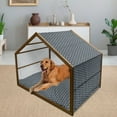 thumbnail image 2 of Striped Pet House, Symmetrical and Geometrical Pattern with Rhombus Triangle Shapes Stripes, Outdoor & Indoor Portable Dog Kennel with Pillow and Cover, 5 Sizes, Dark Blue Black White, by Ambesonne, 2 of 4